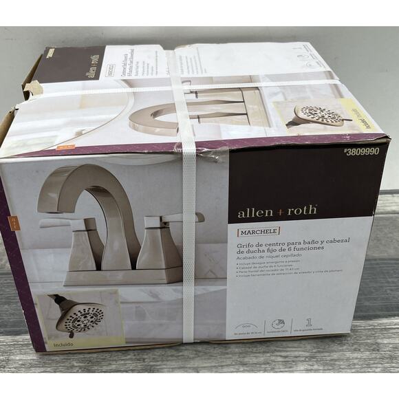 Allen + Roth Marchele Brushed Nickel Bathroom Faucet Drain, Shower Head Included - Picture 3 of 12